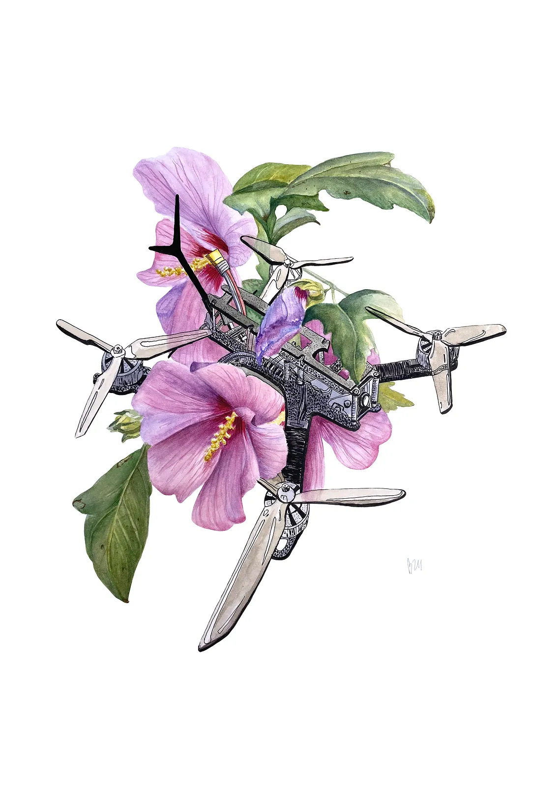 Зображення "Pink Fragility" від Вікторія Колесникова, розмір: 29,7х42 см, матеріали: акварель на папері, медіум: Живопис, місто: Україна, серія: «Парадокси моєї буденності»